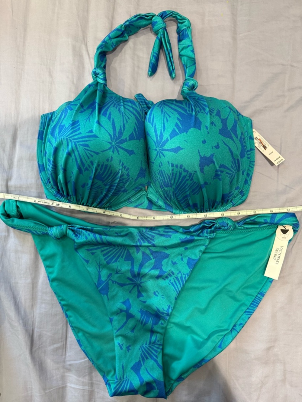 Victoria's Secret Teal & Blue Knot-Accent Bikini Set 36DDD/XL